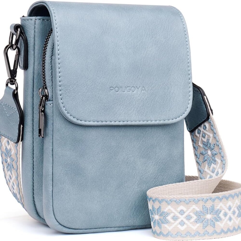 Small Crossbody Bags for Women Trendy,Leather Triple Compartment Cell Phone Cros